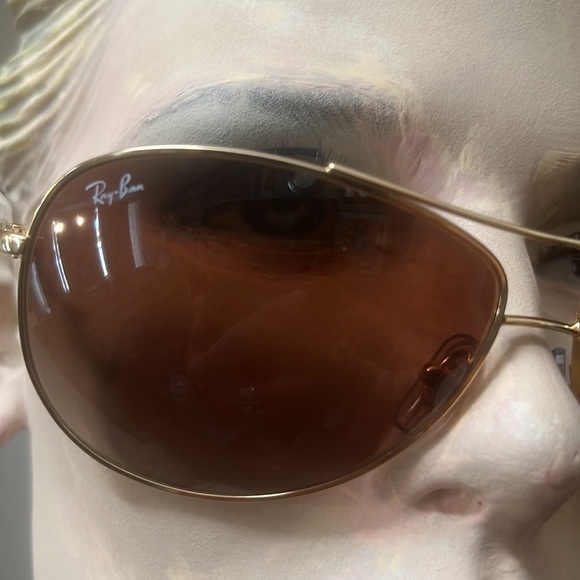 Ray-Ban Highstreet Aviator Pilot Sunglasses Logo Gold Frame Brown Gradient Lens - Picture 3 of 4